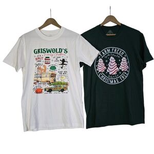 Hallmark Women's Size M Set of Two Holiday Graphic T-Shirts NWOT